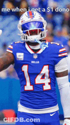A Buffalo Bills Football Player Wearing A Mask And Number 14 On His Jersey GIF