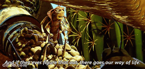 A Bug Is Sitting On A Pile Of Rocks With The Words And If They Ever Figure That Out GIF