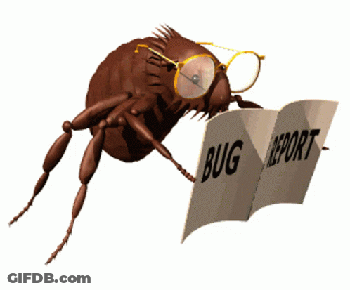 A Bug Wearing Glasses Looks At A Bug Report GIF