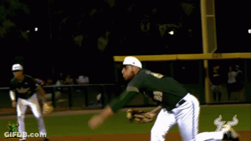 A Bullpen Logo Can Be Seen In The Background Of A Baseball Game GIF