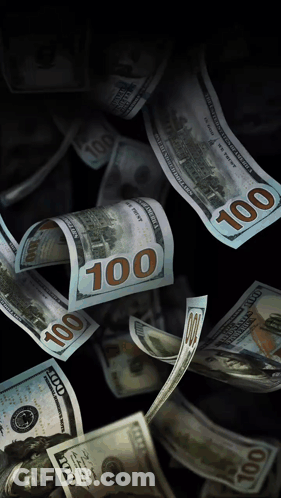 A Bunch Of 100 Dollar Bills Falling On A Black Background GIF