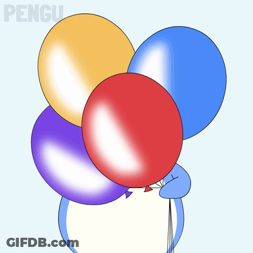 A Bunch Of Balloons With The Word Pengu In The Background GIF