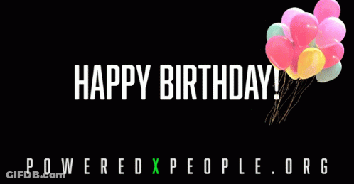 A Bunch Of Balloons With The Words Happy Birthday Poweredxpeople.org GIF