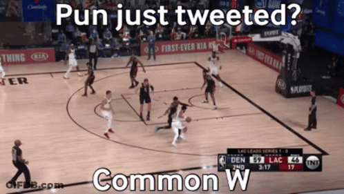 A Bunch Of Basketball Players Are On A Court With The Caption Pun Just Tweeted GIF