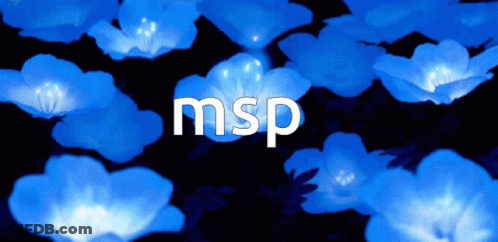 A Bunch Of Blue Flowers With The Word Msp In White GIF