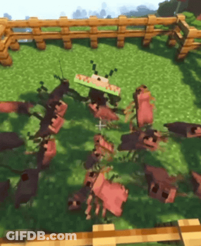 A Bunch Of Bugs Are Standing In A Field In A Video Game . GIF