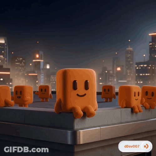 Cartoon Characters Sitting On Ledge With DDEV007 Button GIF
