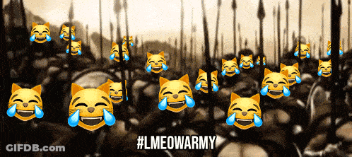 A Bunch Of Cats Laughing With Tears On Their Faces GIF