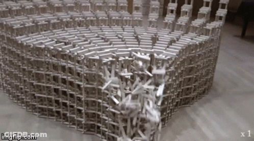 A Bunch Of Chairs Are Stacked On Top Of Each Other With A Watermark That Says Imgflip.com On It GIF