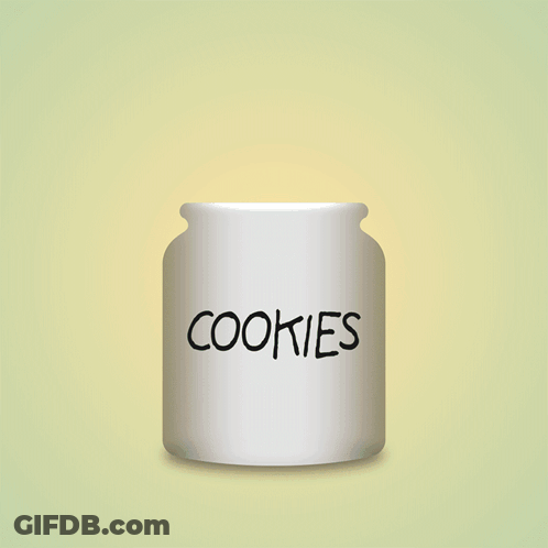 A Bunch Of Chocolate Chip Cookies Are Scattered On A Yellow Background GIF