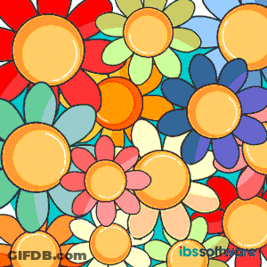 A Bunch Of Colorful Flowers With The Ibs Software Logo GIF