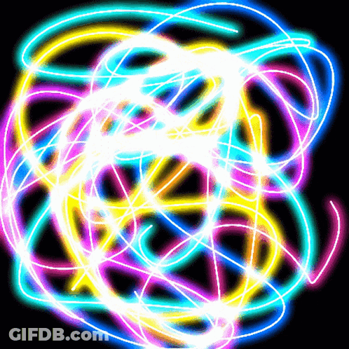 A Bunch Of Colorful Lines Are Swirling Around Each Other GIF