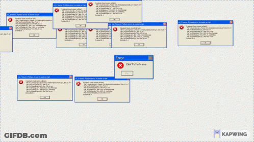 A Bunch Of Computer Screens With Errors On Them GIF