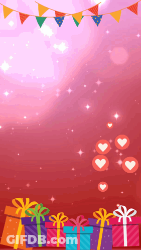 A Bunch Of Gifts Are On A Red Background GIF