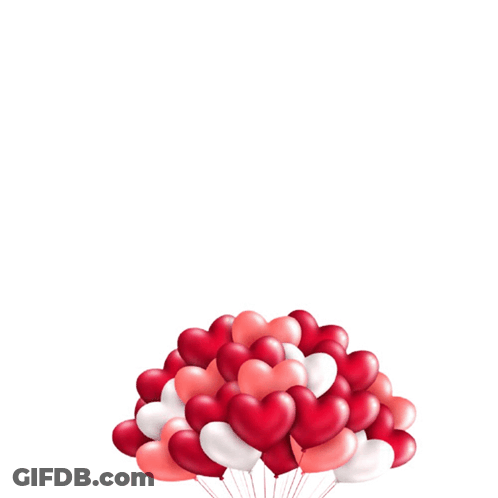 A Bunch Of Heart Shaped Balloons With The Words Happy Anniversary Below GIF