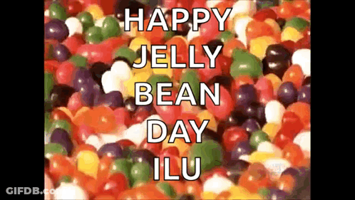 A Bunch Of Jelly Beans With The Words Happy Jelly Bean Day Ilu Written On Them GIF
