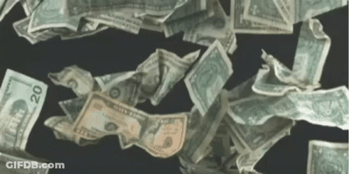 A Bunch Of Money Is Falling From The Sky GIF