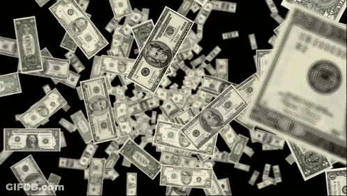 A Bunch Of Money Is Falling From The Sky GIF