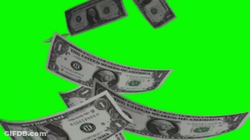 A Bunch Of Money Is Falling From The Sky On A Green Screen . GIF