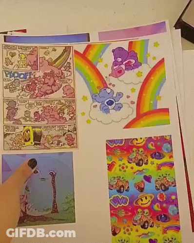 A Bunch Of Pictures On A Table With One That Says ' I Love You ' GIF