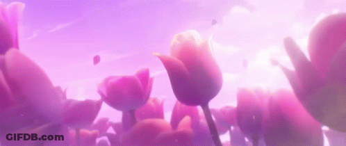 A Bunch Of Pink Flowers Are Floating In The Air GIF