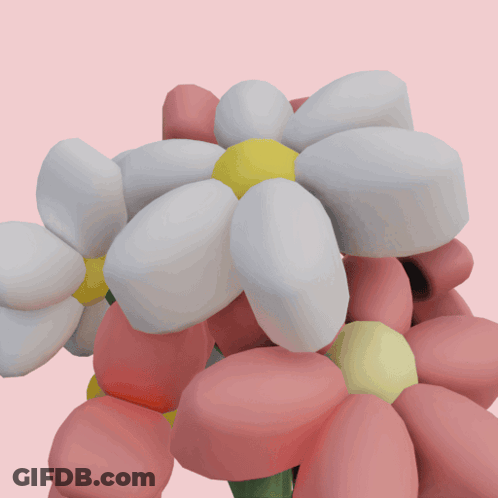 A Bunch Of Pink Flowers With White Petals And Yellow Centers GIF
