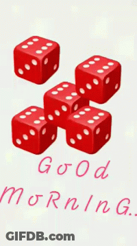 A Bunch Of Red Dice With The Words Good Morning On The Bottom GIF