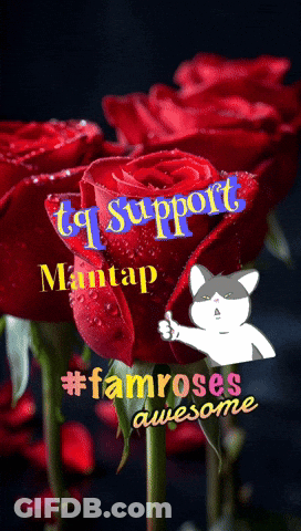 A Bunch Of Red Roses With The Words Tq Support Mantap #Famroses Awesome On The Bottom GIF