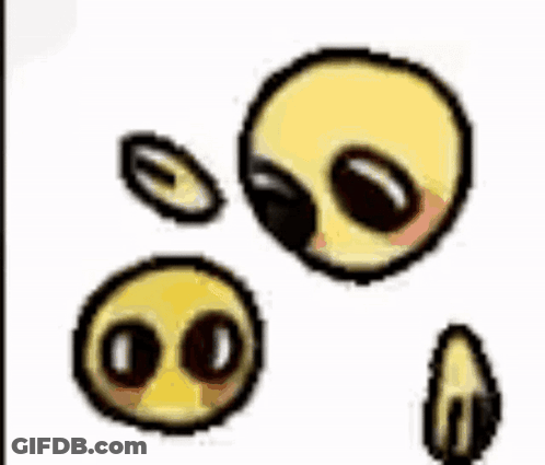 A Bunch Of Smiley Faces With Black Eyes On A White Background . GIF