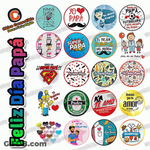 A Bunch Of Stickers For Father 'S Day Including One That Says " Yo Amo Papa " GIF