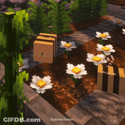 A Bunniestream Screenshot Of A Minecraft Garden GIF