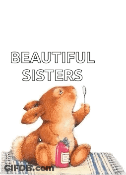 A Bunny Is Blowing Bubbles And Saying Good Morning Beautiful Sisters . GIF