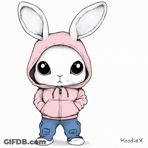 A Bunny Wearing A Pink Hoodie Is Holding A Carrot And Says I Love You Hoodiex GIF