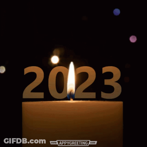 A Burning Candle With The Year 2023 On It GIF
