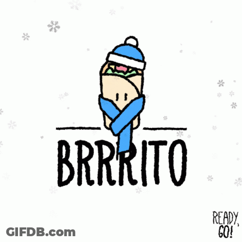 Burrito Wrapped In Scarf And Hat GIF
