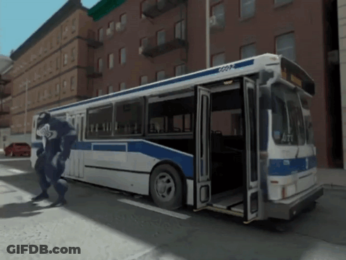 A Bus That Has The Number 6567 On The Side GIF