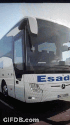 A Bus With The Word Esad On It GIF