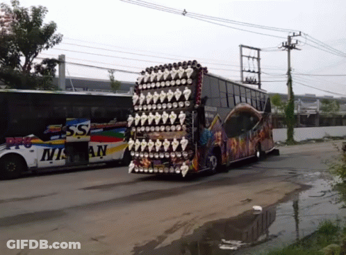 A Bus With The Word Miss On The Side GIF