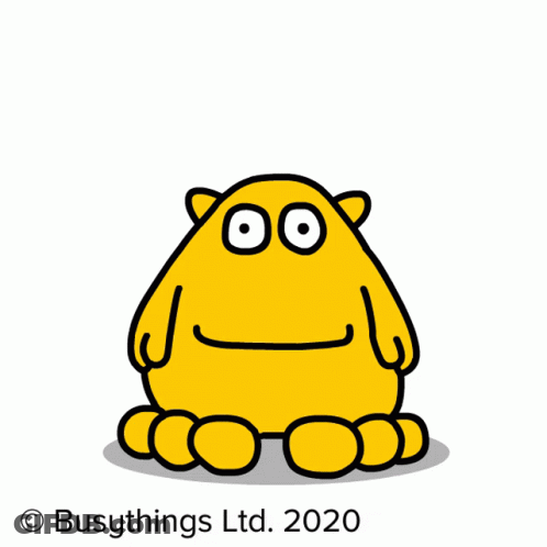 A Busythings Ltd. 2020 Sticker With A Yellow Monster And The Words Amazing GIF
