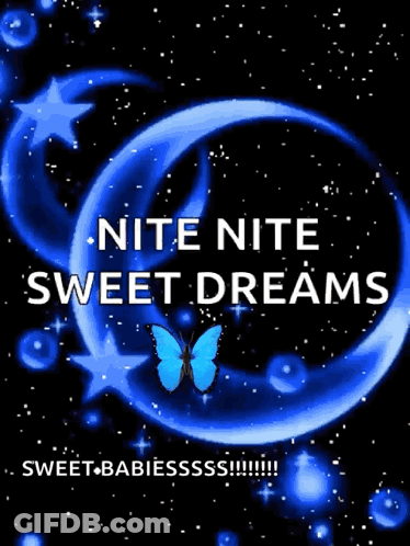 A Butterfly Is Flying In A Purple Circle With The Words Nite Nite Sweet Dreams GIF