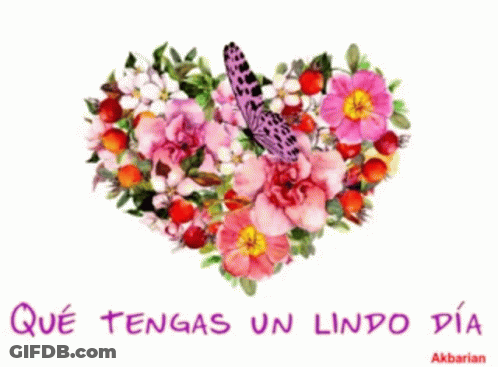 A Butterfly Is In A Heart Made Of Flowers GIF