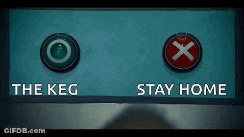 A Button That Says The Keg On It GIF