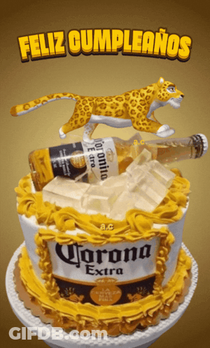 A Cake That Says Corona Extra On It GIF