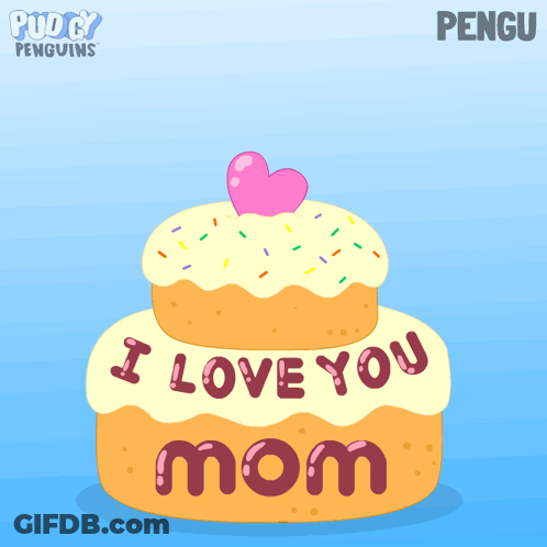 A Cake That Says I Love You Mom On It GIF