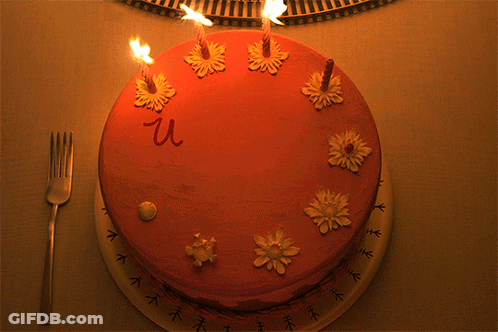 A Cake With Candles On It And The Word We Written On It GIF
