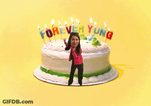 A Cake With Candles That Say Forever Young GIF