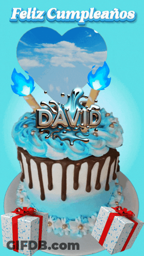 A Cake With The Name David Written On It GIF