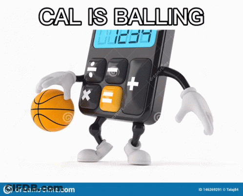 Calculator With Arms And Legs Holding Basketball GIF