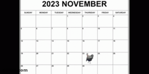 November Calendar With Chicken Image GIF