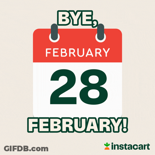 A Calendar Says Bye February 29 On It GIF